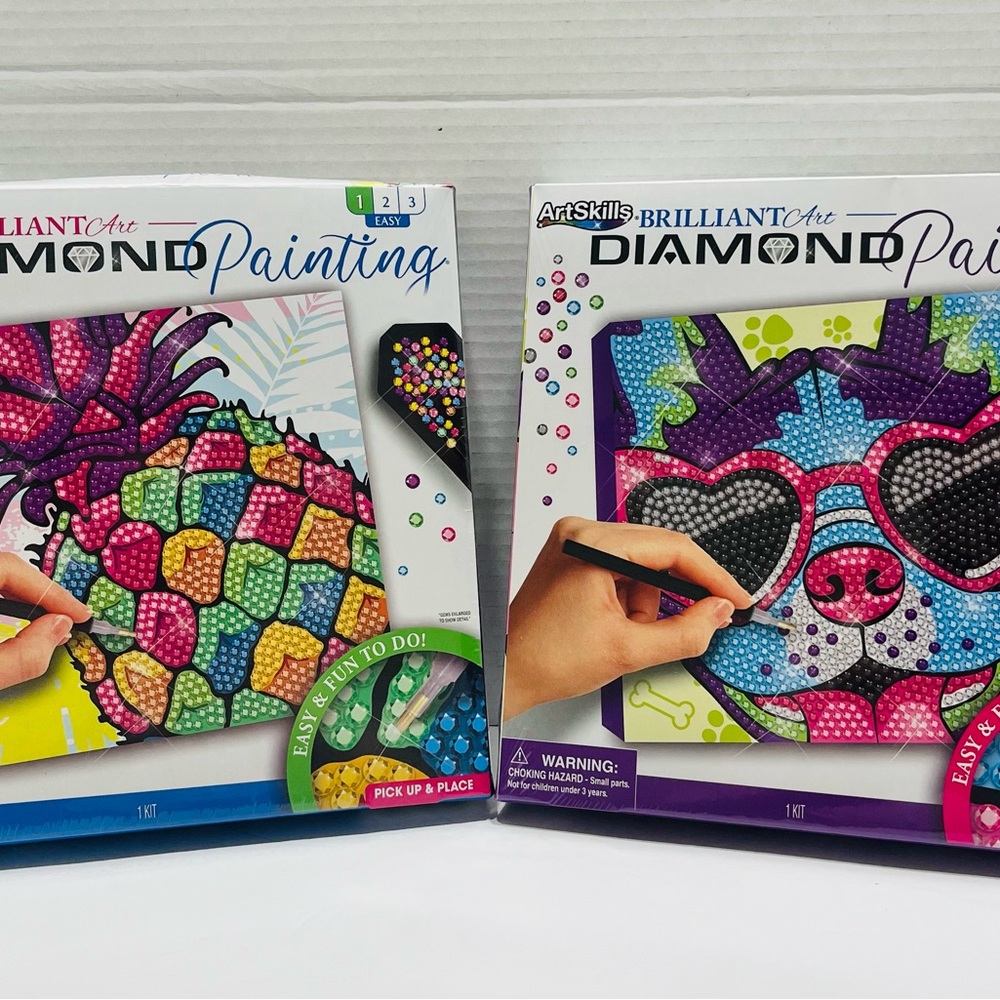 Art Skills Brilliant Art Diamond Painting Kit - Dog and Pineapple Designs